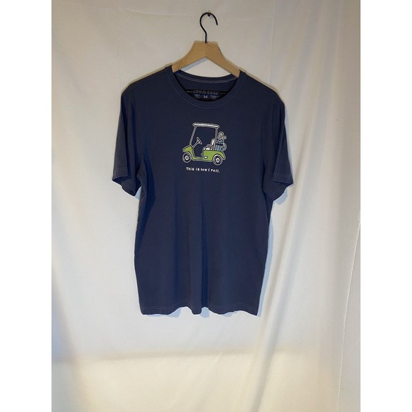 Life Is Good This Is How I Roll Golf Cart Tee Blue Size M - Picture 1 of 3